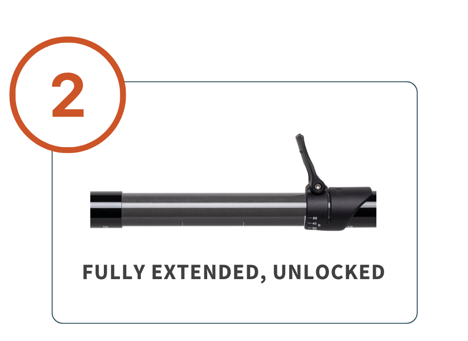 fully extended, unlocked