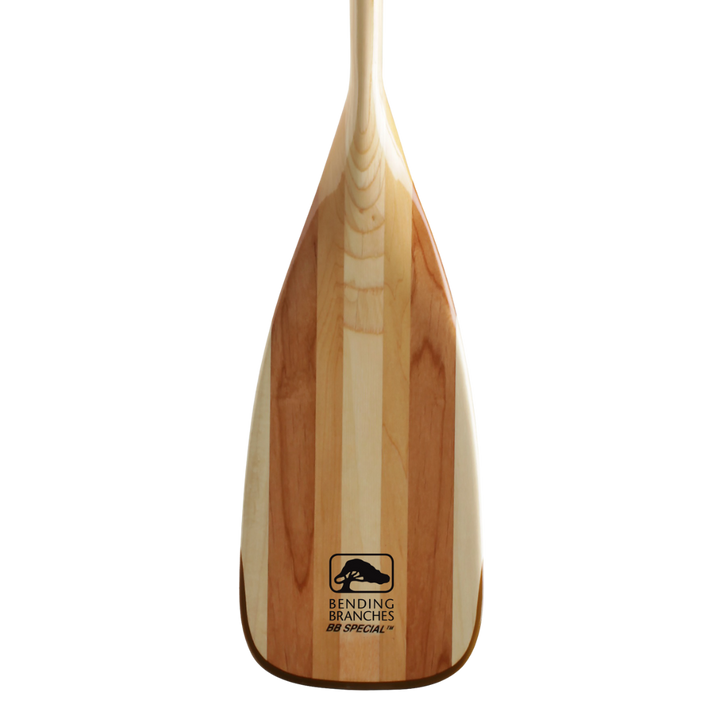 BB Special wooden canoe paddle blade from the front