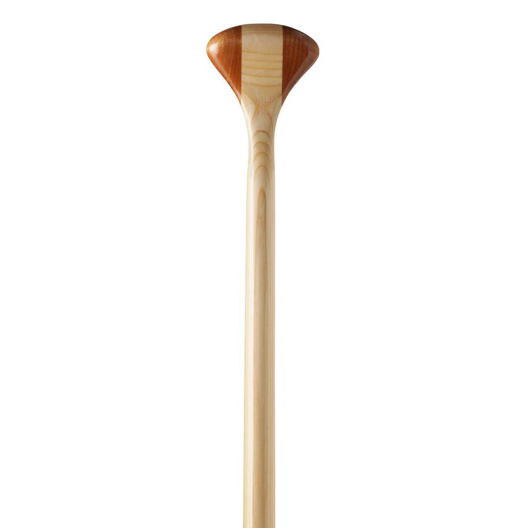 BB Special wooden canoe paddle grip from the front