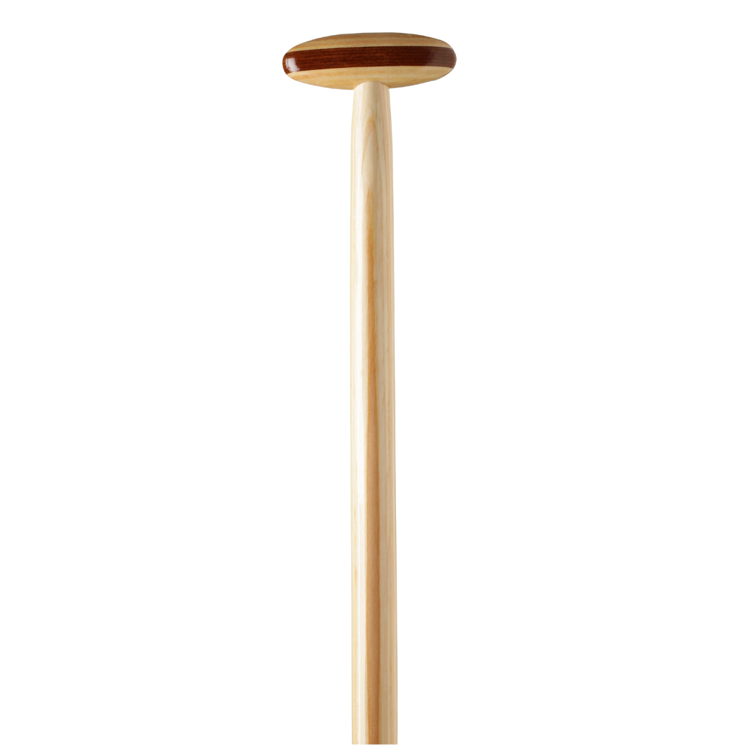 Expedition Plus wooden canoe paddle grip from the front (true T-grip)