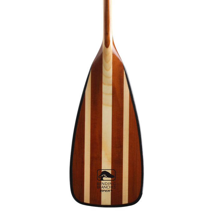 Viper wooden canoe paddle blade from the front